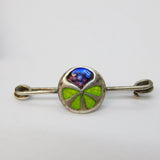 Art Nouveau Boxed Sterling Silver, Enamel Button & Brooch Set Antique c1910