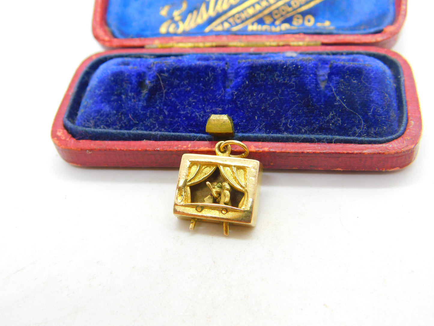 9ct Yellow Gold Articulated Punch & Judy Show Charm Pendant 1959 London