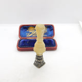 Victorian Sterling Silver Carved Mother of Pearl 'V.V' Initial Desk Seal c1840