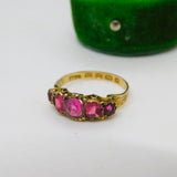 Victorian 12ct Yellow Gold Pink Paste Five-Stone Dress Ring 1871 Birmingham