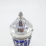 Edwardian Sterling Silver Blue Glass Lined Sugar Caster Antique 1905 London