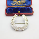 Victorian Sterling Silver Good Luck Horseshoe Brooch Antique 1884 Birmingham