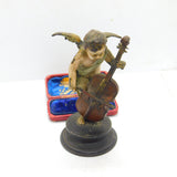Victorian Cold Painted Vienna Bronze Cherub Playing Cello Sculpture Antique 1860