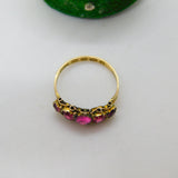 Victorian 12ct Yellow Gold Pink Paste Five-Stone Dress Ring 1871 Birmingham