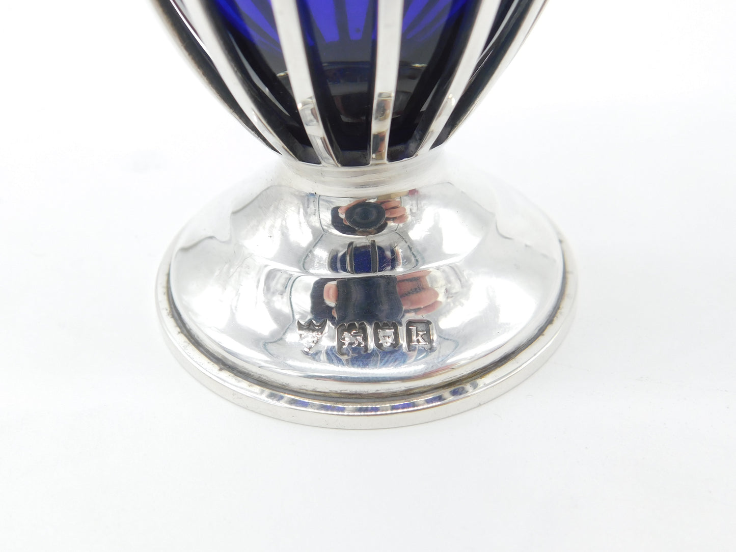 Edwardian Sterling Silver Blue Glass Lined Sugar Caster Antique 1905 London