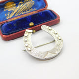 Victorian Sterling Silver Good Luck Horseshoe Brooch Antique 1884 Birmingham