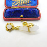 Early Victorian 18ct Gold, Carved Chalcedony & Emerald Floral Pendant c1840