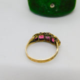Victorian 12ct Yellow Gold Pink Paste Five-Stone Dress Ring 1871 Birmingham