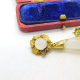 Early Victorian 18ct Gold, Carved Chalcedony & Emerald Floral Pendant c1840