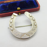 Victorian Sterling Silver Good Luck Horseshoe Brooch Antique 1884 Birmingham