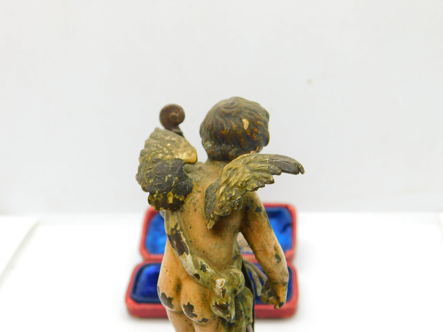 Victorian Cold Painted Vienna Bronze Cherub Playing Cello Sculpture Antique 1860