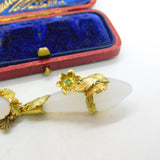 Early Victorian 18ct Gold, Carved Chalcedony & Emerald Floral Pendant c1840