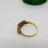 Victorian 12ct Yellow Gold Pink Paste Five-Stone Dress Ring 1871 Birmingham