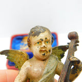 Victorian Cold Painted Vienna Bronze Cherub Playing Cello Sculpture Antique 1860