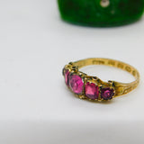 Victorian 12ct Yellow Gold Pink Paste Five-Stone Dress Ring 1871 Birmingham