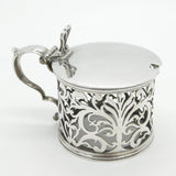 Georgian Sterling Silver Floral Pattern Pierced Mustard Pot 1835 London Antique