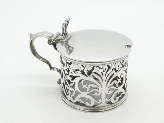 Georgian Sterling Silver Floral Pattern Pierced Mustard Pot 1835 London Antique