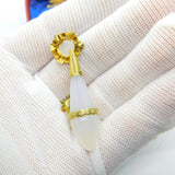Early Victorian 18ct Gold, Carved Chalcedony & Emerald Floral Pendant c1840