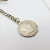 Victorian Sterling Silver Graduating Albert Watch Chain Georgian Coin Fob 1894