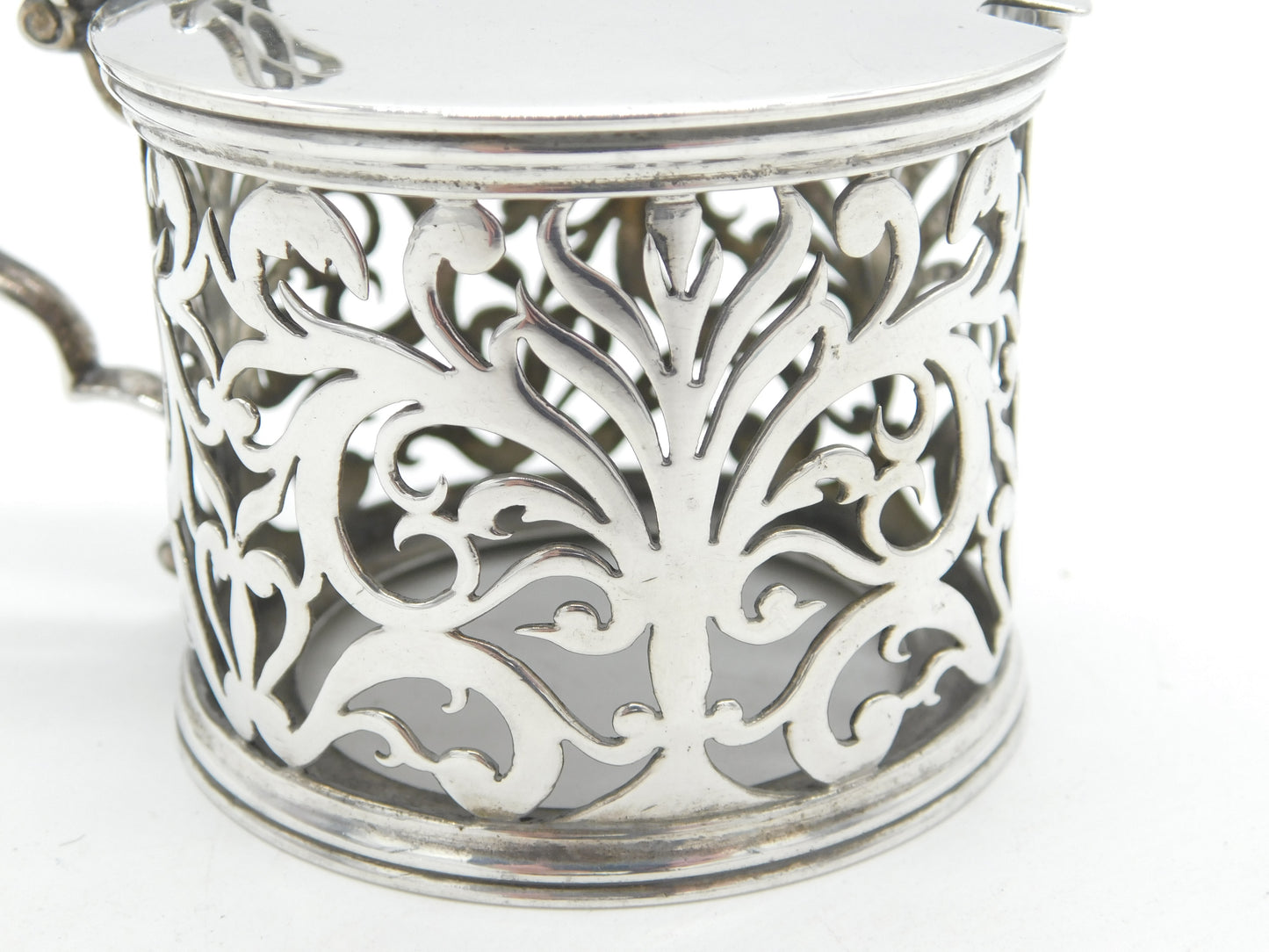 Georgian Sterling Silver Floral Pattern Pierced Mustard Pot 1835 London Antique