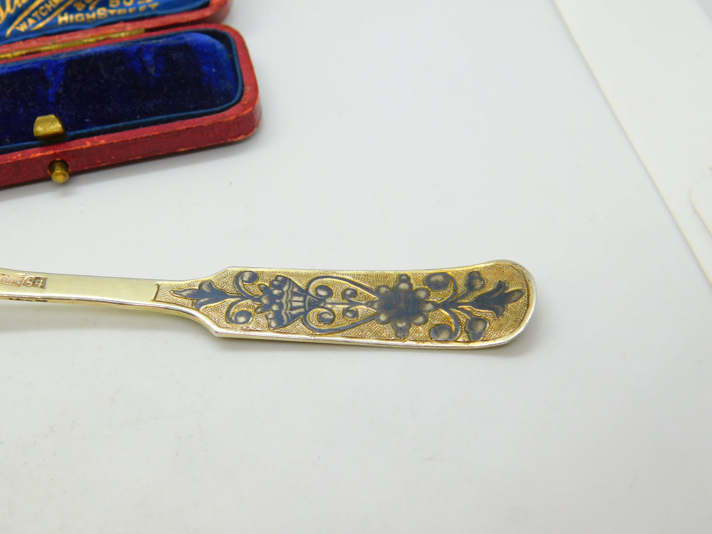 Russian St. Petersburg Silver Gilt Niello Enamel Spoon Antique 1838 AK