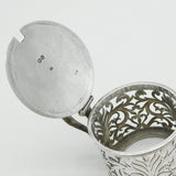 Georgian Sterling Silver Floral Pattern Pierced Mustard Pot 1835 London Antique