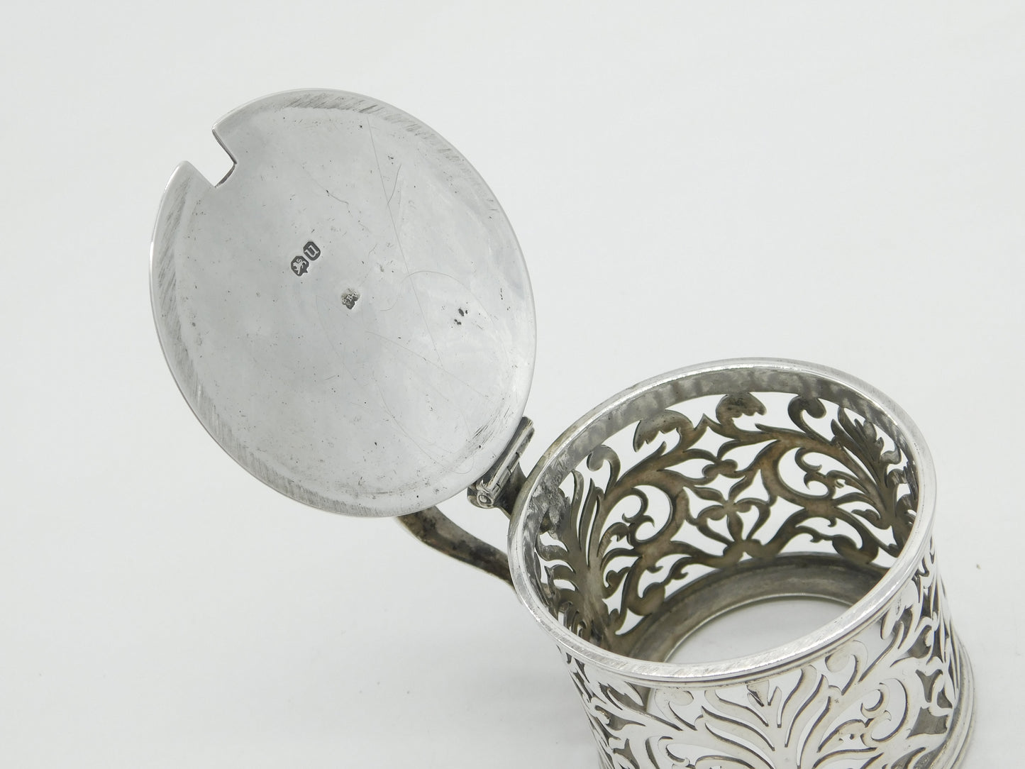 Georgian Sterling Silver Floral Pattern Pierced Mustard Pot 1835 London Antique