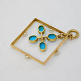 Edwardian 15ct Gold, White Enamel, Pearl & Turquoise Lavalier Pendant Antique c1910