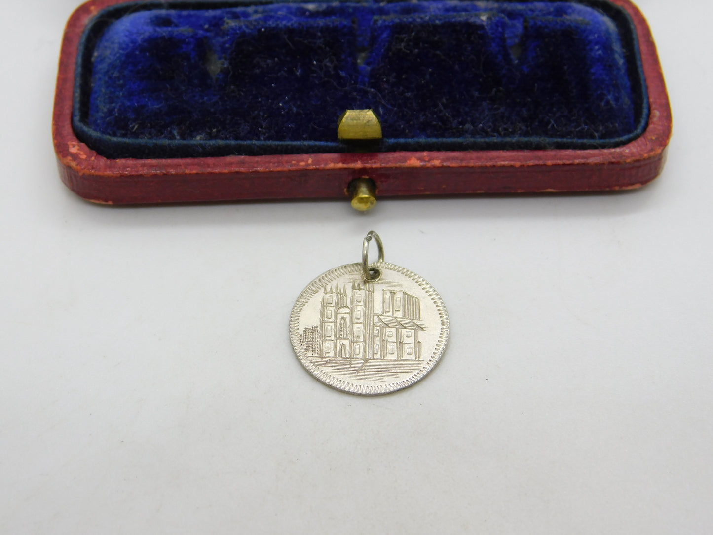 Victorian Sterling Silver Engraved Westminster Abbey Threepence Love Token c1880