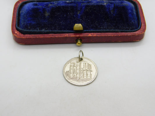 Victorian Sterling Silver Engraved Westminster Abbey Threepence Love Token c1880