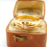 Victorian 18ct Yellow Gold 0.1ct Diamond Solitaire Ring 1893 Birmingham Antique