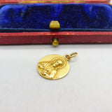 22ct Yellow Gold Religious Charm Catholic Pendant Antique c1920 Art Deco