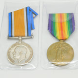 Pair of WW1 British Army Service Medals 97691 SPR H.A Sanders Antique 1918