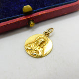 22ct Yellow Gold Religious Charm Catholic Pendant Antique c1920 Art Deco
