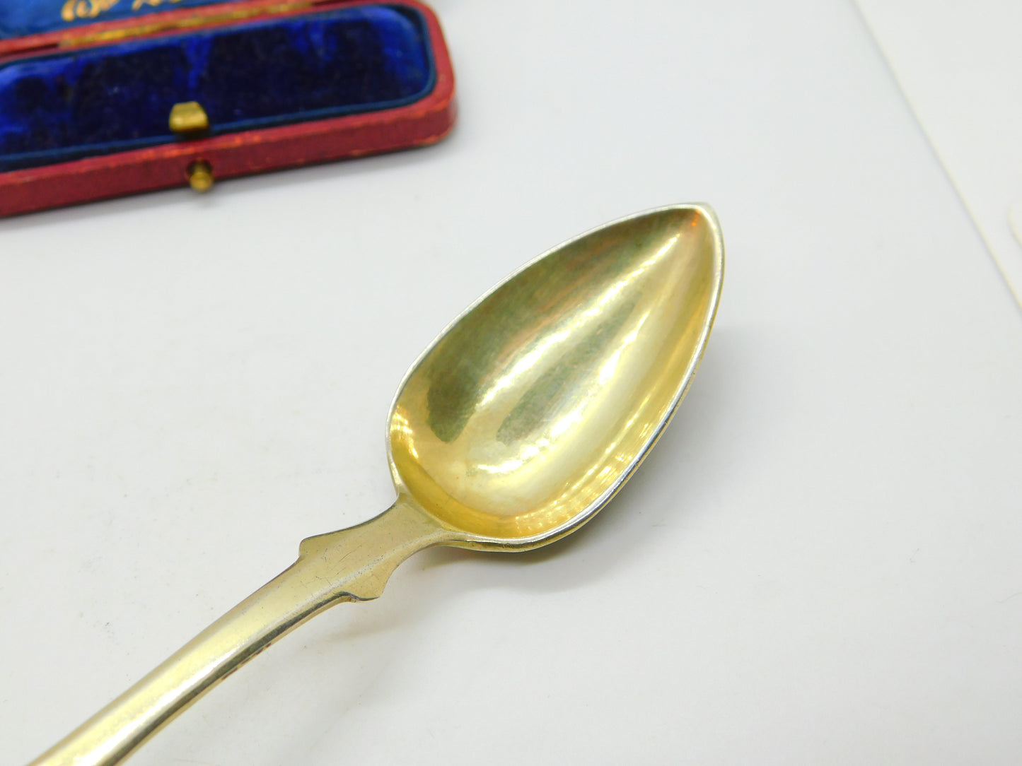 Russian St. Petersburg Silver Gilt Niello Enamel Spoon Antique 1838 AK