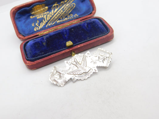 Edwardian Sterling Silver Swallow Sweetheart Brooch 1903 Birmingham