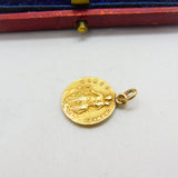 22ct Yellow Gold Religious Charm Catholic Pendant Antique c1920 Art Deco