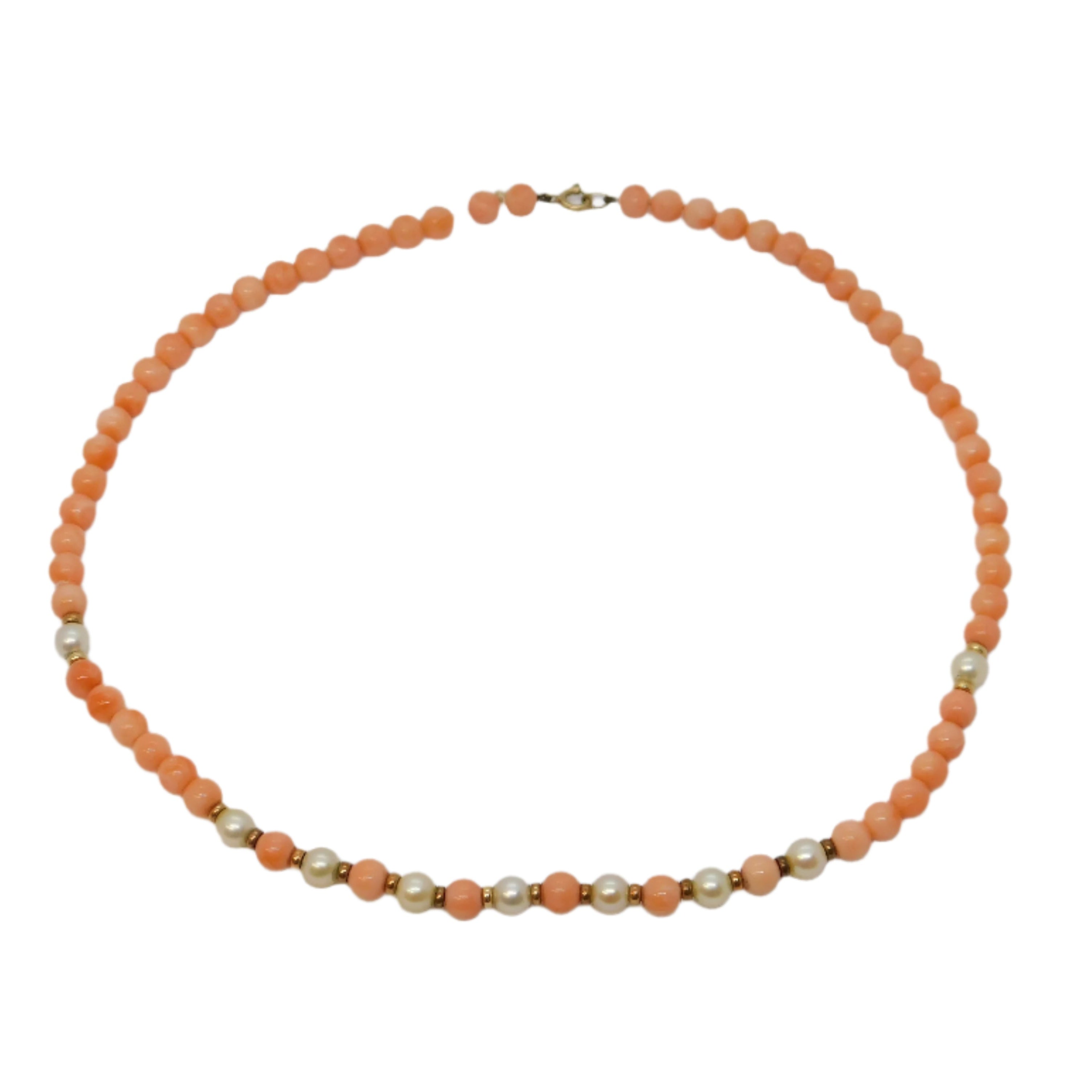 GOLD CORAL PEARL NECKLACE