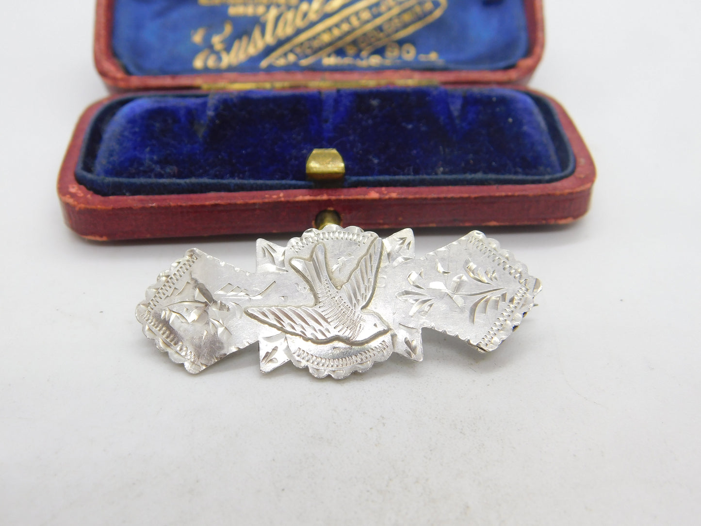 Edwardian Sterling Silver Swallow Sweetheart Brooch 1903 Birmingham