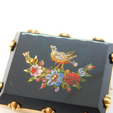 19th Century 9ct Gold Mounted Micro Mosaic Flower & Bird Brooch Antique c1860