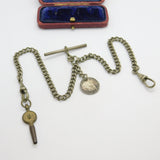 Victorian Silver Plated Double Albert Watch Chain with Threepence Coin 1901