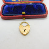 Edwardian 9ct Gold Charm Bracelet Heart Lock Clasp Antique c1910