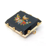 19th Century 9ct Gold Mounted Micro Mosaic Flower & Bird Brooch Antique c1860
