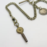Victorian Silver Plated Double Albert Watch Chain with Threepence Coin 1901