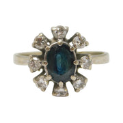 18ct White Gold, 0.5ct Oval-Cut Sapphire & Diamond Engagement Ring Vintage