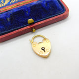 Edwardian 9ct Gold Charm Bracelet Heart Lock Clasp Antique c1910