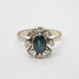 18ct White Gold, 0.5ct Oval-Cut Sapphire & Diamond Engagement Ring Vintage