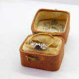 9ct Yellow Gold, Sapphire & Spinel Set Three-Stone Ring 1970 London Vintage