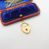 Edwardian 9ct Gold Charm Bracelet Heart Lock Clasp Antique c1910