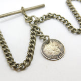 Victorian Silver Plated Double Albert Watch Chain with Threepence Coin 1901